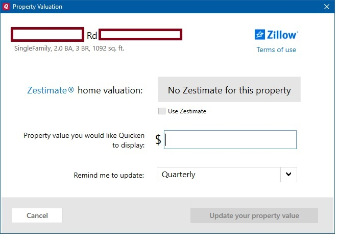 does quicken for mac 2017 have zillow integration